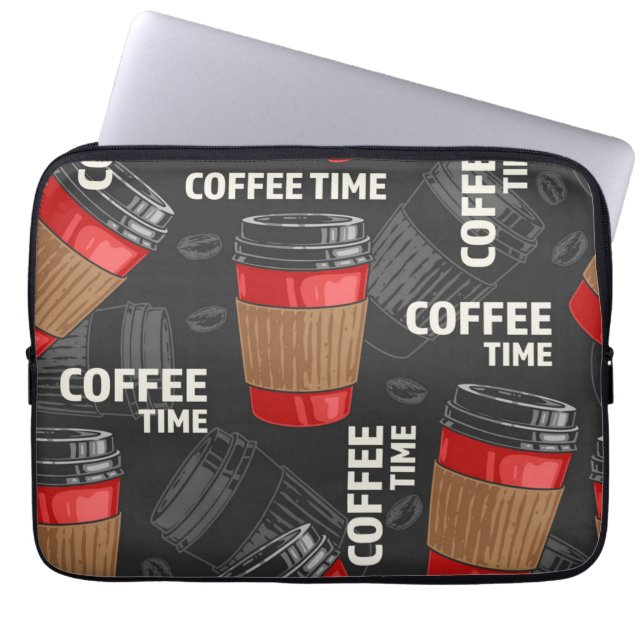 Kaffe mönster laptop fodral (Framsidan)