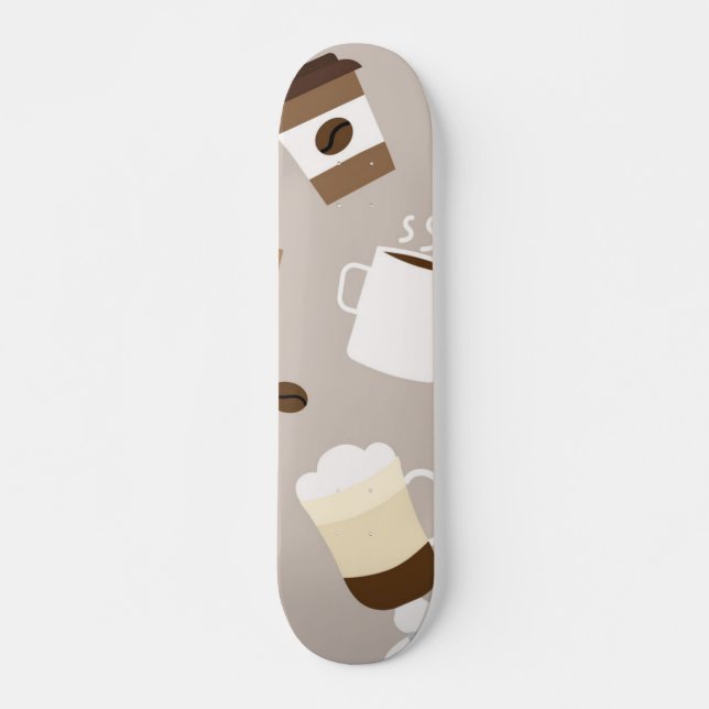 Kaffe mönster mini skateboard bräda 18,5 cm (Framsida)