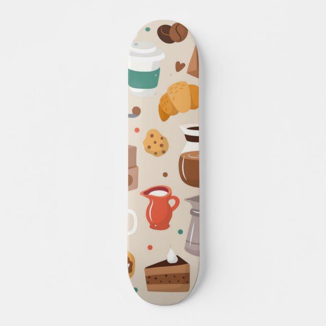 Kaffe mönster mini skateboard bräda 18,5 cm (Framsida)