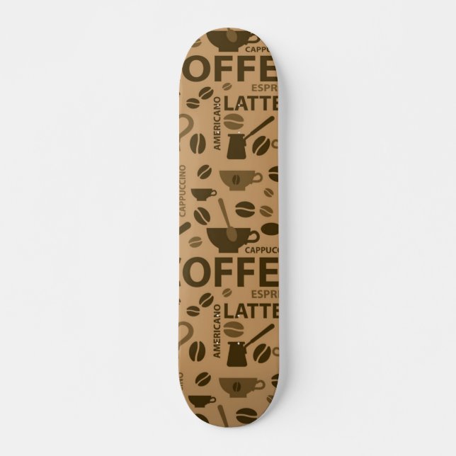 Kaffe mönster mini skateboard bräda 18,5 cm (Framsida)
