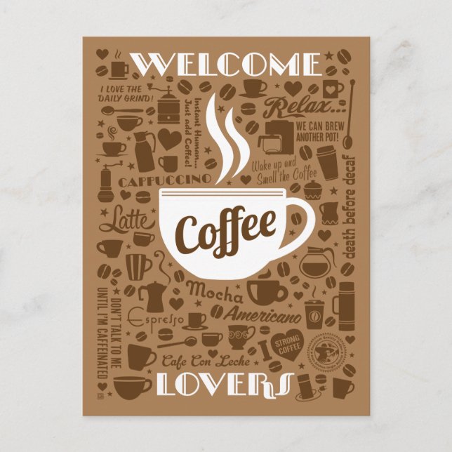 Kaffe Mönster Vykort (Framsida)