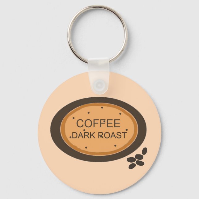 Kaffe Mörk Rost Skylt i Orange och Brun Nyckelring (Framsida)