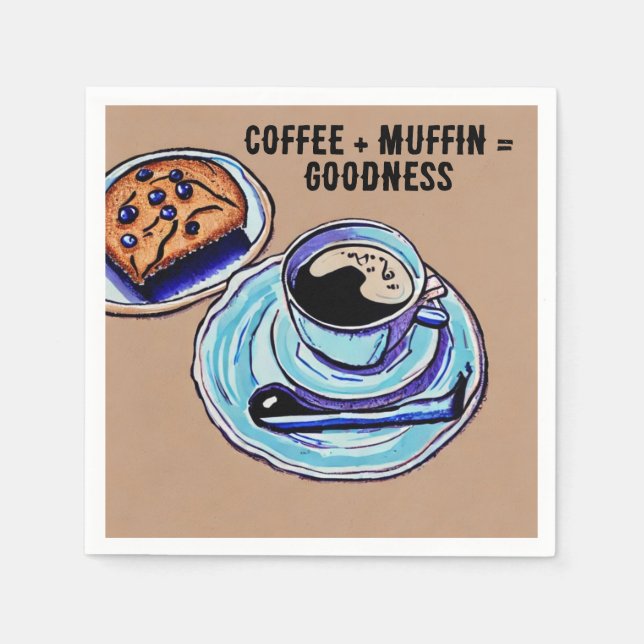 "Kaffe + Muffin = Lycka" Whimsical Coffee Pappersservett (Framsidan)
