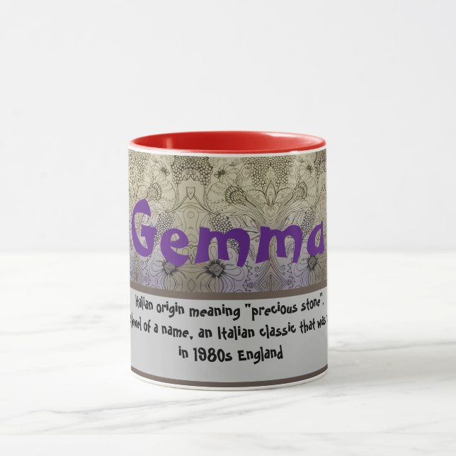 Kaffe Mugg - Bird & Blommigt (Namn-Gemma) (Center)