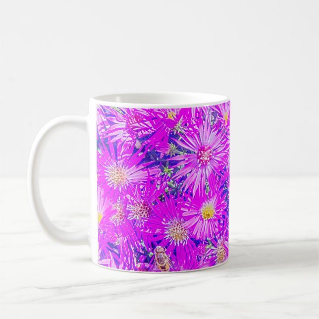 Kaffe Mugg, blommor från Fuchsia på blå Kaffemugg (Vänster)