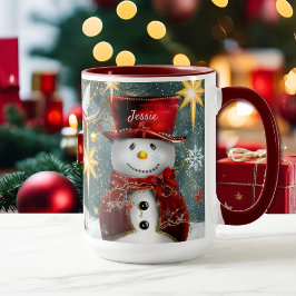 Kaffe Mugg Cute Snögubbe Lägg till Namn