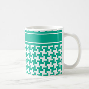 Kaffe Mugg, Emerald Grönt Dogtooth Check Kaffemugg
