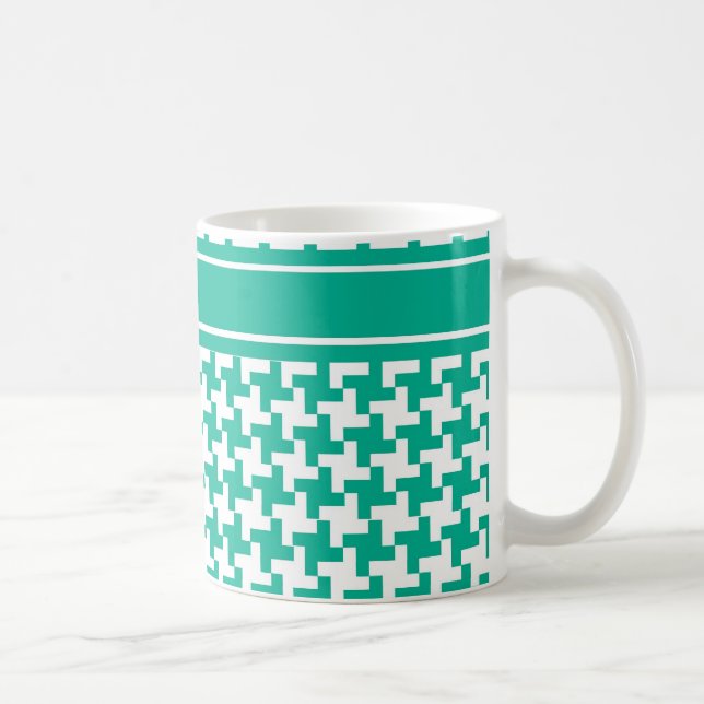 Kaffe Mugg, Emerald Grönt Dogtooth Check Kaffemugg (Höger)
