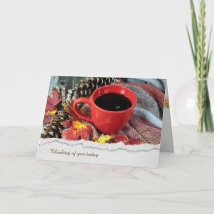 Kaffe Mugg i Höst löv Kort