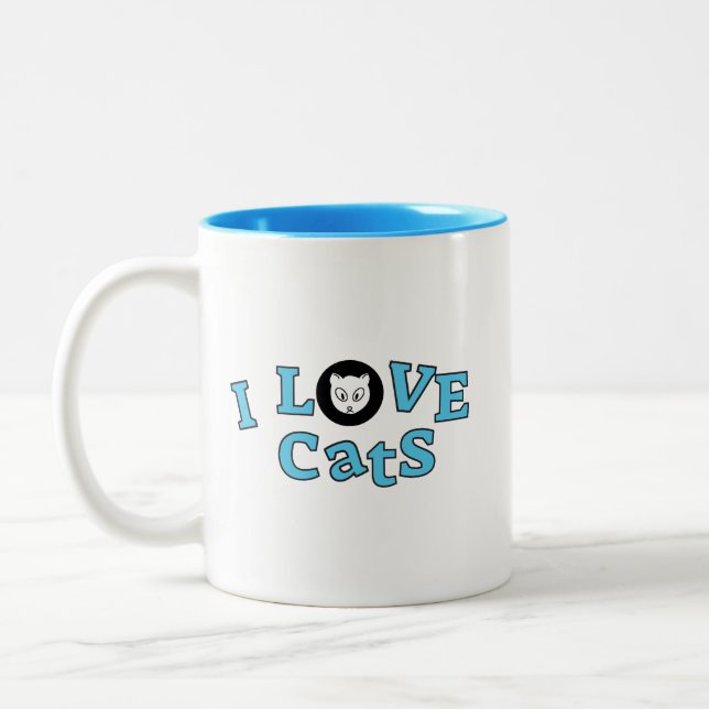 Kaffe Mugg I Kärlek Cats Cute Design (Vänster)