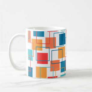 Kaffe Mugg i kvadrater och konturer
