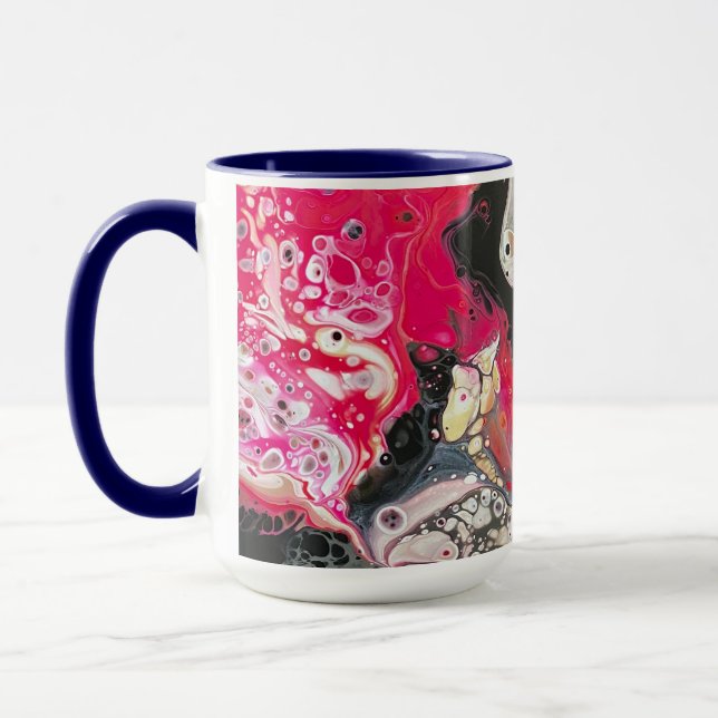 Kaffe mugg i rosa, svart och guld färg (Vänster)
