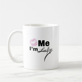 Kaffe Mugg: Kyss mig jag är Lucky Kaffemugg