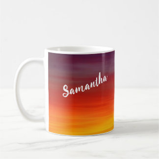 Kaffe Mugg med eget namn - Röd solnedgång