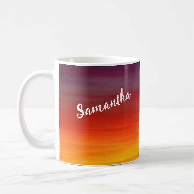 Kaffe Mugg med eget namn - Röd solnedgång (Vänster)