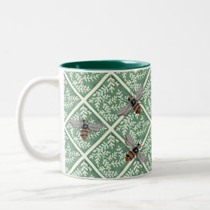 Kaffe Mugg med grönt blad och bin