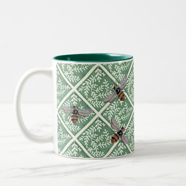 Kaffe Mugg med grönt blad och bin (Vänster)