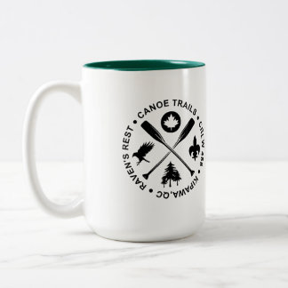 Kaffe mugg med kanoträv som korsas med Paddel