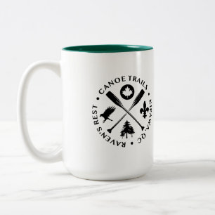 Kaffe mugg med kanoträv som korsas med Paddel