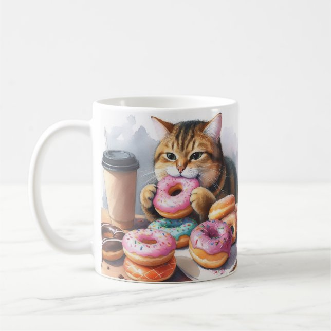 Kaffe Mugg med katt och nötter - Kaffe och A Donut (Vänster)