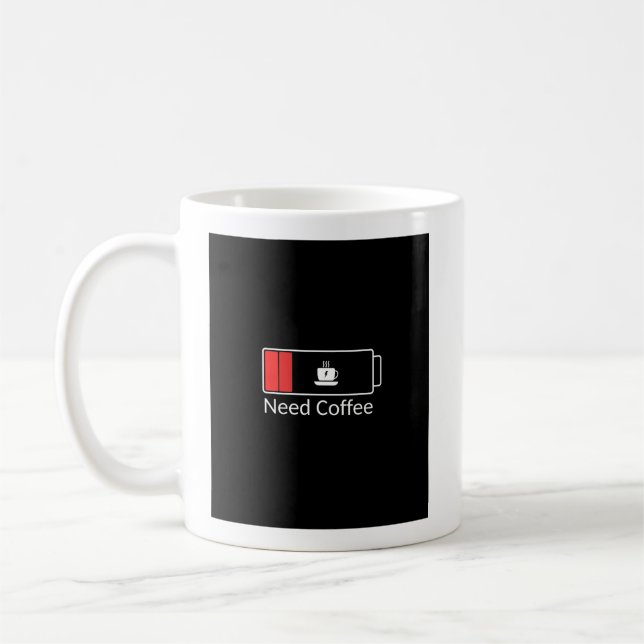 Kaffe Mugg med låg batterinivå - Lustigt morgoncit (Vänster)