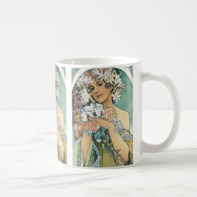 Kaffe mugg med Mucha-design (Höger)