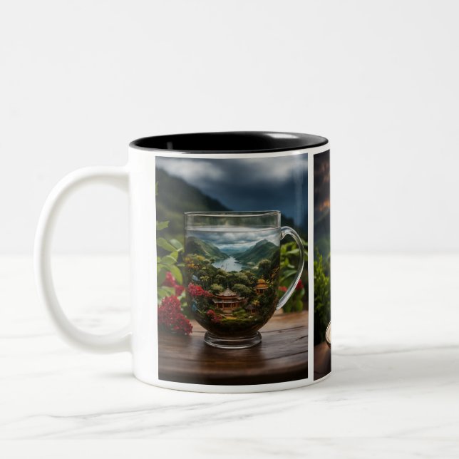 Kaffe Mugg med naturlig Grönt Tea Glass Design (Vänster)