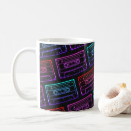 Kaffe Mugg med Neon Multifärgad Cassette Mönster