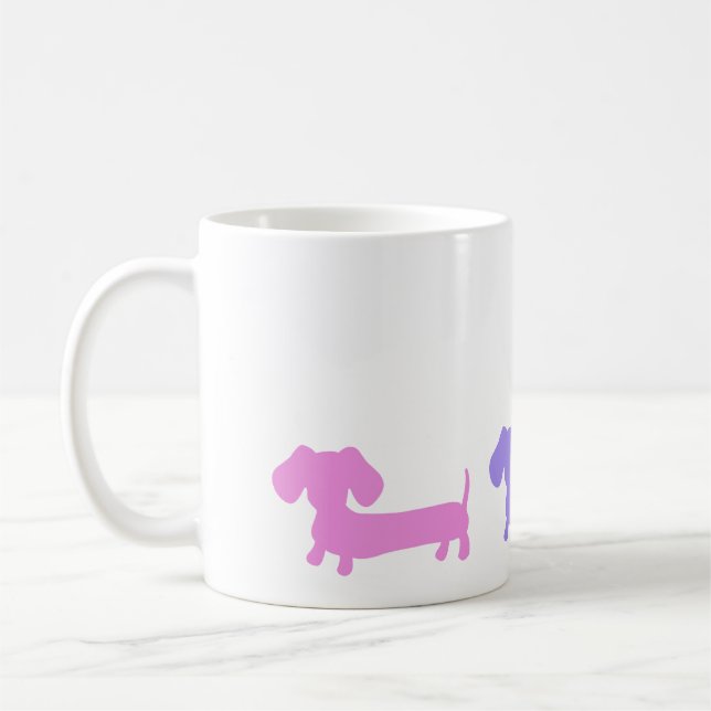 Kaffe Mugg med pastel Dachshund-valpar (Vänster)