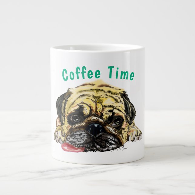 Kaffe Mugg med Pug Hund - Anpassningsbar Jumbo Mugg (Framsidan)