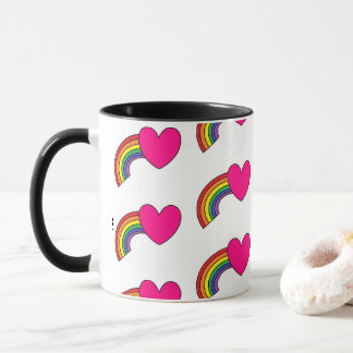 Kaffe Mugg med regnbåge och Shock rosa