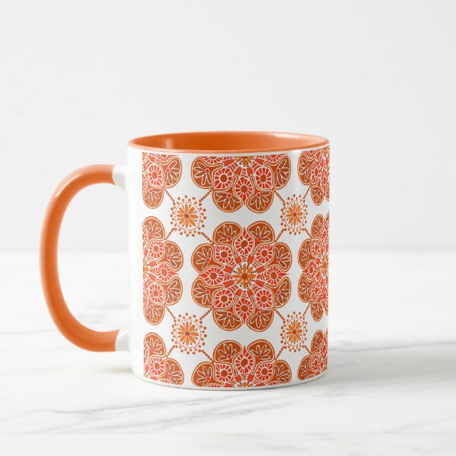 Kaffe Mugg med rött och orange mönster (Vänster)