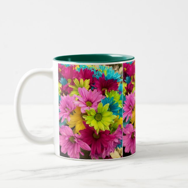 Kaffe mugg med trevliga blomsterfärger (Vänster)