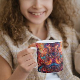 Kaffe Mugg med Vibrant Abstract Design