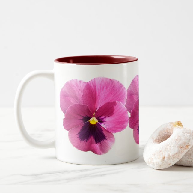 Kaffe Mugg - Mörk Rosa Pansy (Med munk)