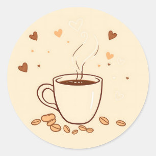 Kaffe Mugg och ånga i Doodle Stil Runt Klistermärke