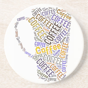Kaffe Mugg Ord Art Underlägg Sandsten