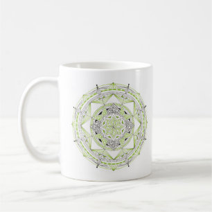Kaffe Mugg Original Mandala Design 2-sidig Grön
