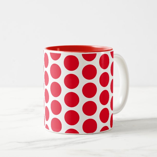 Kaffe Mugg-Red Polka dots Två-Tonad Mugg (Framsida höger)