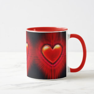 Kaffe mugg. Röd och svart hjärtdesign keramisk mug Mugg
