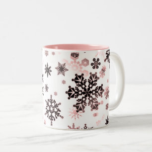 Kaffe Mugg Rosa och Neutralt Snöflingor