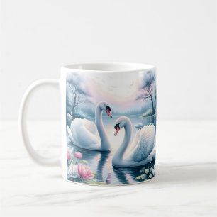Kaffe Mugg - Svanar i en liten lila Pond