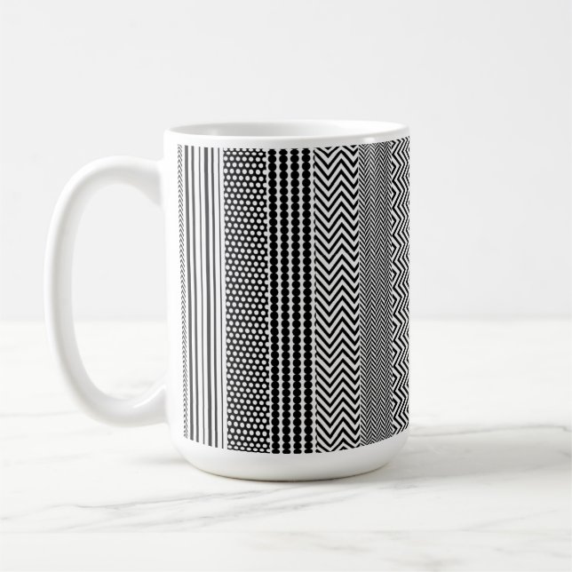 Kaffe Mugg - Svartvit blandad design Mönster (Vänster)