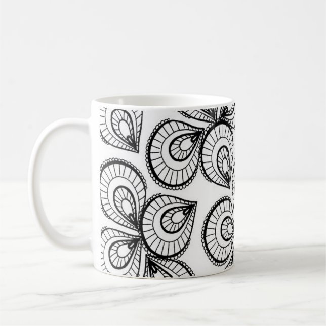 Kaffe Mugg - Svartvit design Mönster (Vänster)
