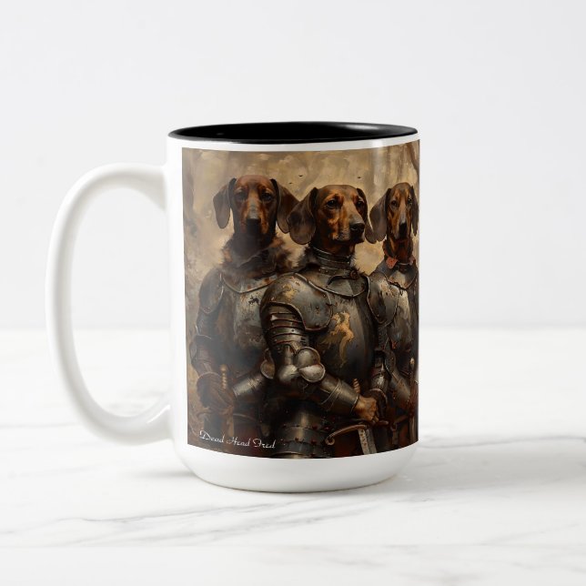 Kaffe Mugg, "Tre Hund Knight" Dead Head Fred Två-Tonad Mugg (Vänster)