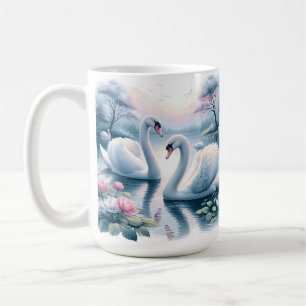 Kaffe Mugg - Vackert Svanar i Tranquil Vatten