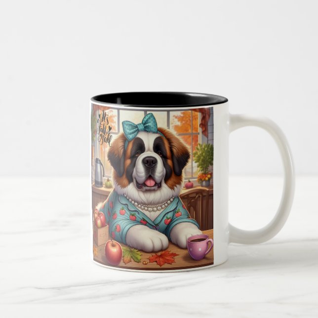 Kaffe Mugg w/Autumn St Bernard art (Höger)