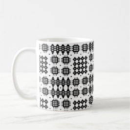 Kaffe Mugg: Welsh Tapestry Mönster, Black on White Mugg