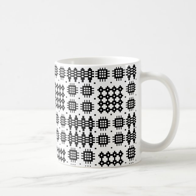 Kaffe Mugg: Welsh Tapestry Mönster, Black on White Mugg (Höger)