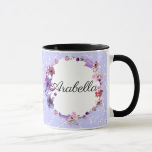 Kaffe Mugg: Wrap Sublication Lila blommor Mugg